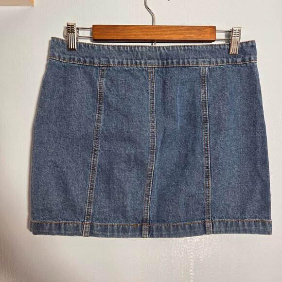Forever 21 Size 27 Medium Wash Denim Blue Full Zip Casual Mini Skirt - Picture 6 of 8